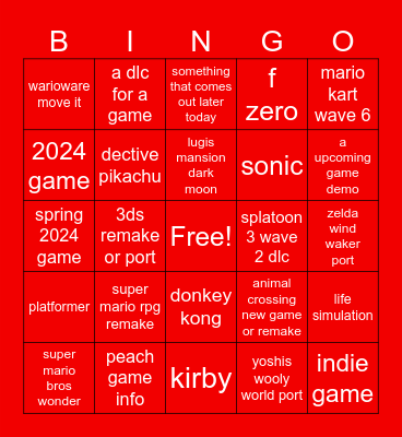 nintnedo direct 9.14.2023 Bingo Card