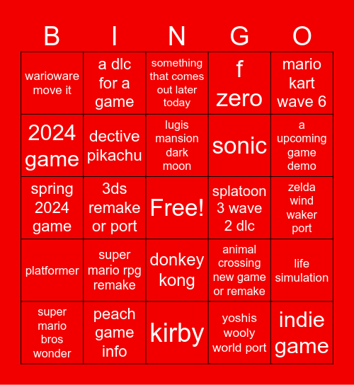 nintnedo direct 9.14.2023 Bingo Card