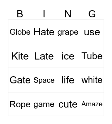 Bossy E Bingo Card
