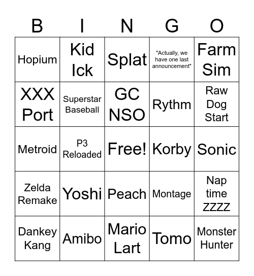 Nintoedfno Fdirst Bingo Card