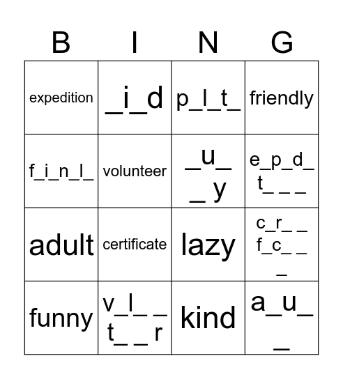 Untitled Bingo Card