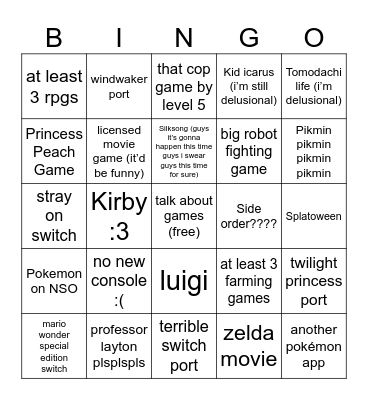 Direct :3 Bingo Card