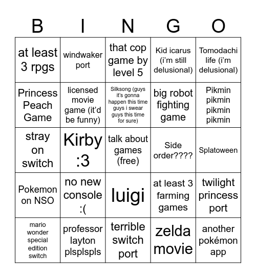 Direct :3 Bingo Card