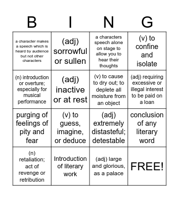 vocab #4 Bingo Card