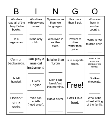 Find Someone Who... Bingo Card