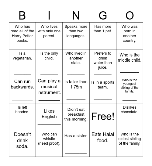 Find Someone Who... Bingo Card
