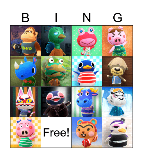 Animal Crossing Bingo Card