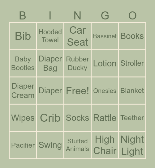 Oh Baby! Bingo Card