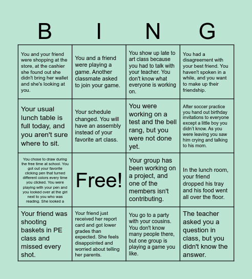 social scenarios from home speech home Bingo Card
