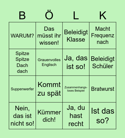Böhlke Bingö Bingo Card