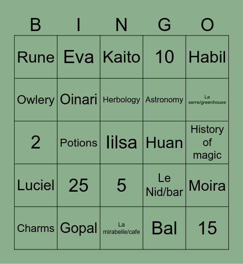 GOPAL Bingo Card