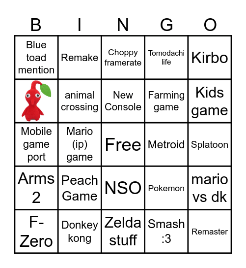 15/9/23 Nintendo Direct Bingo Card