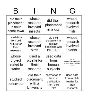 PTY Bingo! Bingo Card