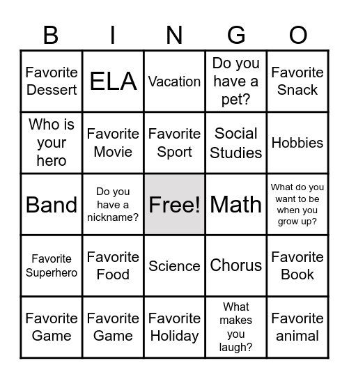 Get To Know You Bingo! Bingo Card