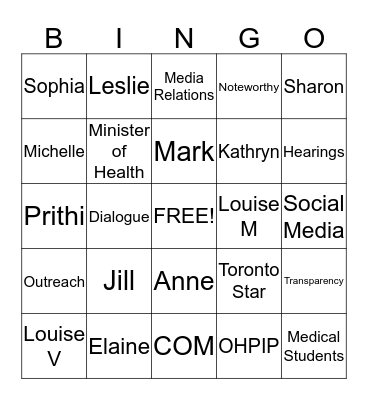 Communications Team Bingo Card