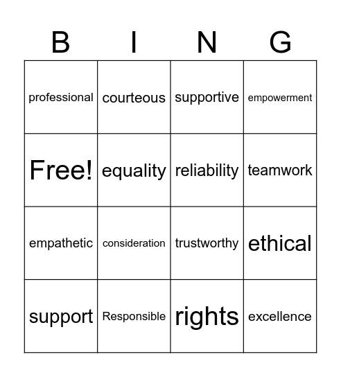 Respect Bingo Card