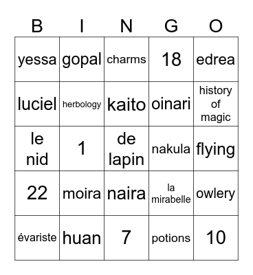 laurine Bingo Card