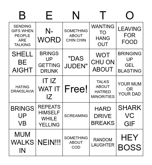 BENTON BINGO Card