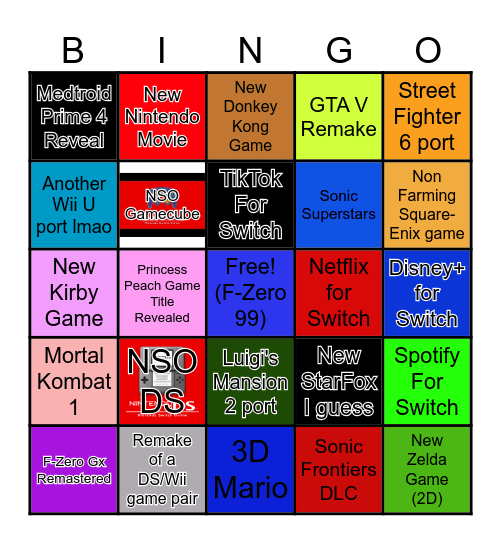 Nintendo Direct 9/14/2023 Bingo Card