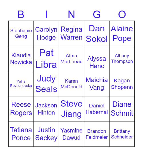 Team Salinas Bingo Card