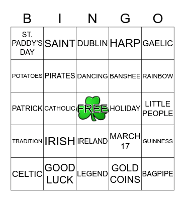 ST. PATRICK'S DAY Bingo Card