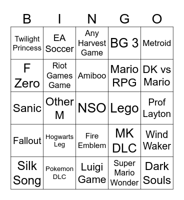 Nintendo Direct 14.09. Bingo Card