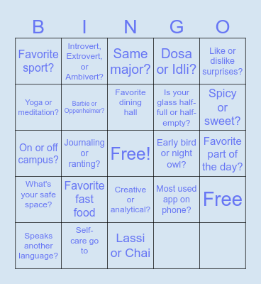 MannMukti GBM Bingo Board Bingo Card