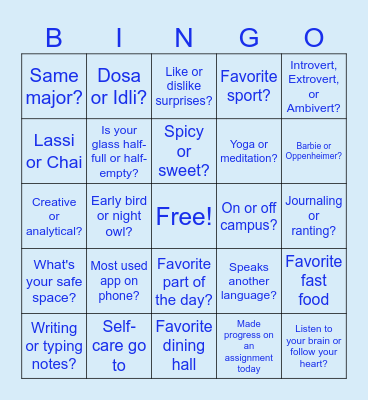 MannMukti GBM Bingo Board Bingo Card