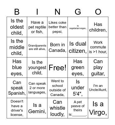 Human Bingo Card
