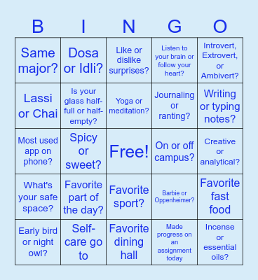 MannMukti GBM Bingo Board Bingo Card
