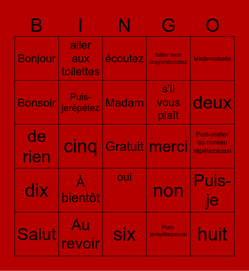 Rondal Garry Bingo Card