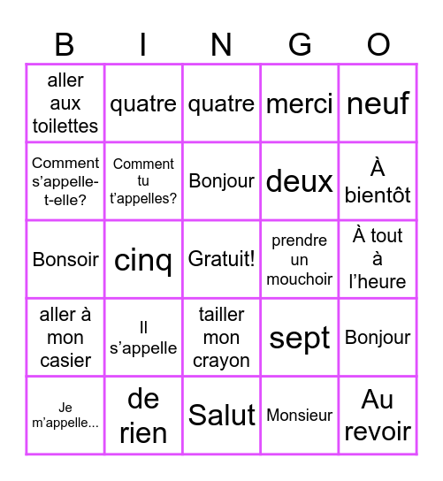 Olyvea Green Bingo Card