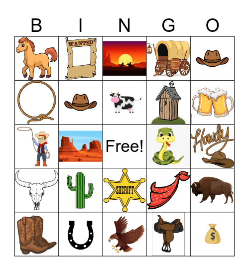 Cowboy Bingo Card
