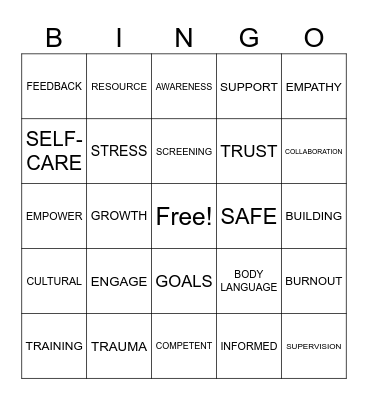 Trauma-Informed Bingo Card