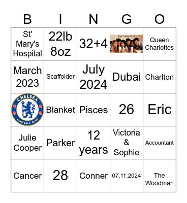 ERIKA'S BABY SHOWER Bingo Card