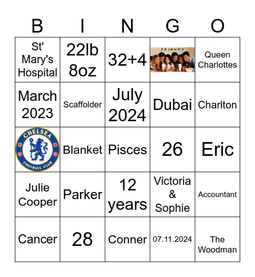 ERIKA'S BABY SHOWER Bingo Card