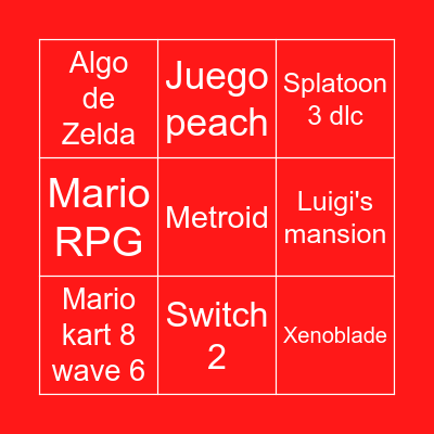 Nintendo Direct Bingo Card