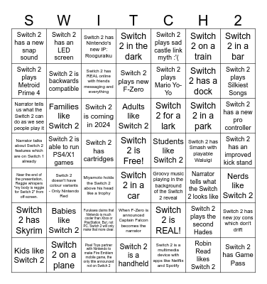 Nintendo Direct: Switch 2 Unveiling! Bingo Card