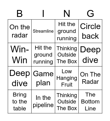 Town Hall Bingo Card