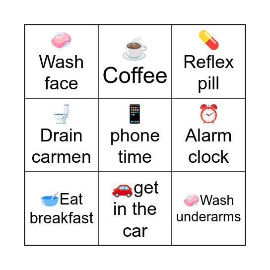 Monday morning Bingo Card