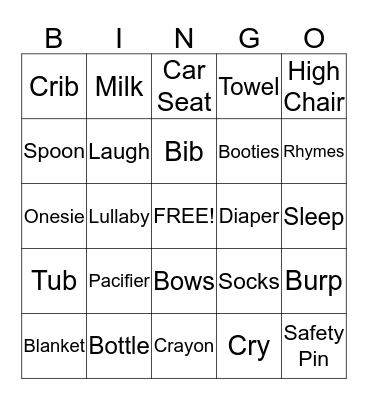 Baby Bingo Card