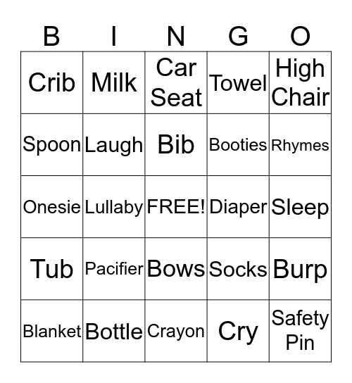 Baby Bingo Card