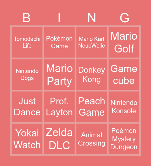 Nintendo Direct BINGO!!!! Bingo Card