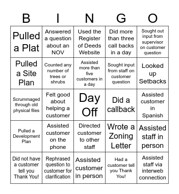 Customer Service Challenge Bingo Card