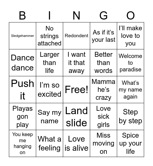 BOYS VS GIRLS Bingo Card