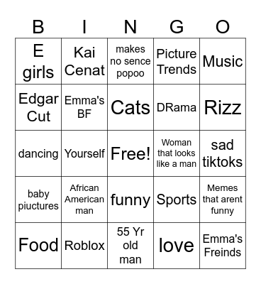 Emma Bingo Card