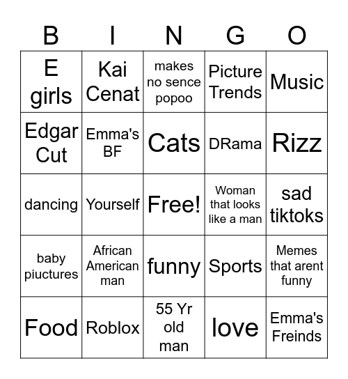 Emma Bingo Card