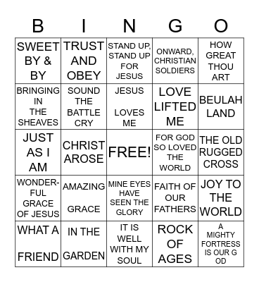 NAME THAT HYMN Bingo Card