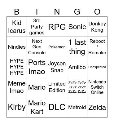 Nintendo Direct September 2023 Bingo Card