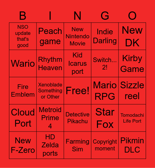 DIRECT Bingo Card